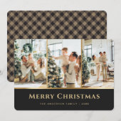 Elegant Khaki Gold Buffalo met kerstfoto's Feestdagenkaart (Voorkant / Achterkant)