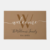 Elegant Khaki Monogram Wedding Name Script Deurmat (Voorkant)