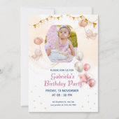 Elegant Kid's Photo Birthday  Printable Invitation Kaart (Voorkant)