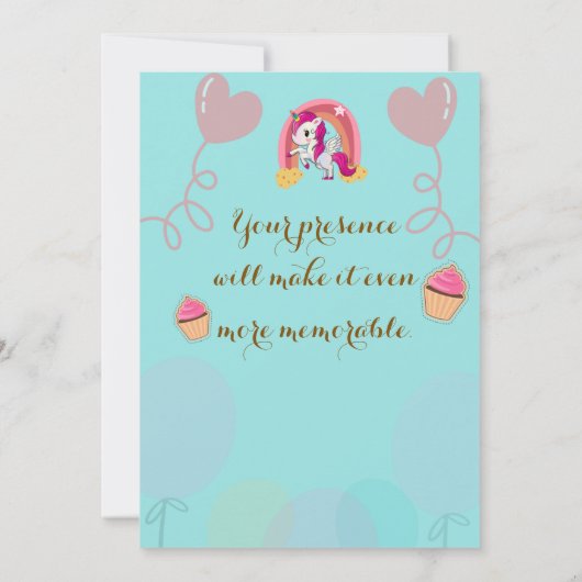 Elegant kind verjaardagsfeestuitnodigingen kaart (Achterkant)