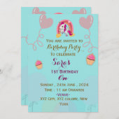 Elegant kind verjaardagsfeestuitnodigingen kaart (Voorkant / Achterkant)