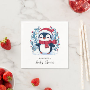 Elegant Kinder pinguïn Baby shower Servet