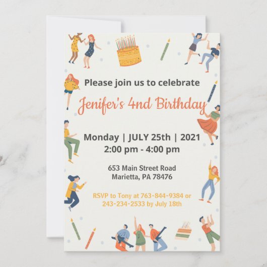 Elegant Kinder Theme Birthday Kaart (Voorkant)