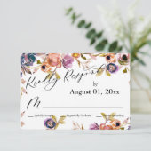 Elegant Kindly Respond Waterverf Boho Floral RSVP Kaartje (Staand voorkant)