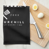 Elegant King of the Kitchen Modern Black met naam Theedoek (Quarter Fold)