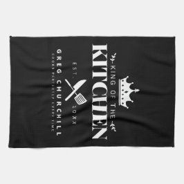 Elegant King of the Kitchen Modern Black met naam Theedoek