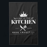 Elegant King of the Kitchen Modern Black met naam Theedoek<br><div class="desc">Perfect geschenk voor je vader,  opa,  broer of een belangrijk man in je leven! Maak uw eigen systeem eenvoudig aan uw wensen!</div>
