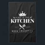 Elegant King of the Kitchen Modern Black met naam Theedoek<br><div class="desc">Perfect geschenk voor je vader,  opa,  broer of een belangrijk man in je leven! Maak uw eigen systeem eenvoudig aan uw wensen!</div>