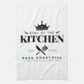 Elegant King of the Kitchen Modern Personalized Theedoek (Verticaal)