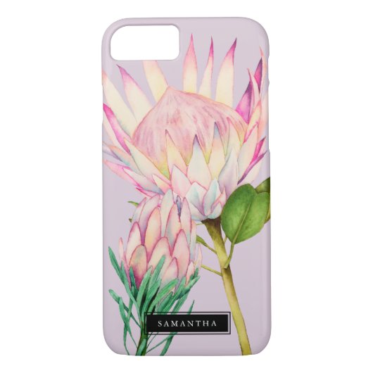 Elegant King Protea Roze Paarse Waterverf Floral Case-Mate iPhone Case (Achterkant)