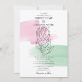 Elegant King Protea Waterverf Wedding Invitations Kaart (Voorkant)