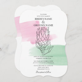 Elegant King Protea Waterverf Wedding Invitations Kaart