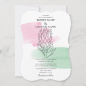 Elegant King Protea Waterverf Wedding Invitations Kaart (Voorkant)