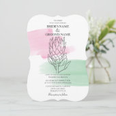 Elegant King Protea Waterverf Wedding Invitations Kaart (Staand voorkant)