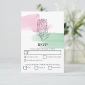 Elegant King Protea Waterverf Wedding RSVP-kaarten RSVP Kaartje (Staand voorkant)