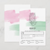 Elegant King Protea Waterverf Wedding RSVP-kaarten RSVP Kaartje (Voorkant / Achterkant)