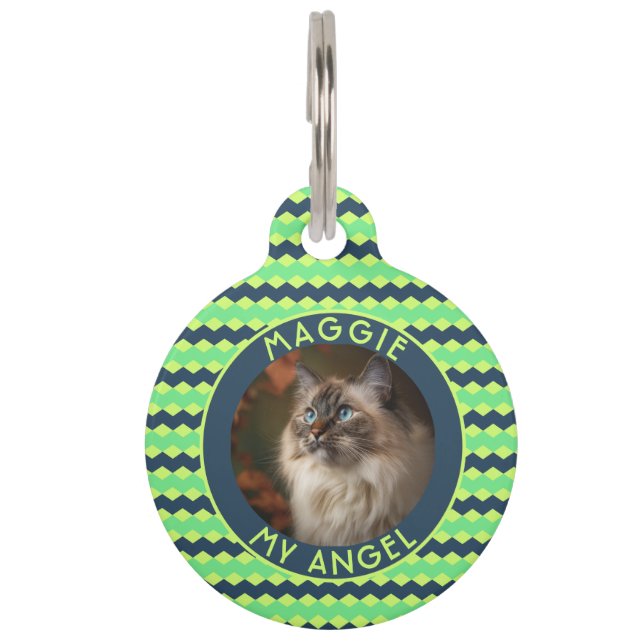 Elegant Kitten Owner Gift Chevron Print Huisdierpenning (Voorkant)