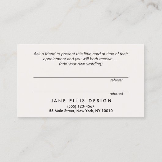 Elegant Klant Hartelijk dank U verwijzingskaart Aanbevelingskaartje (Achterkant)