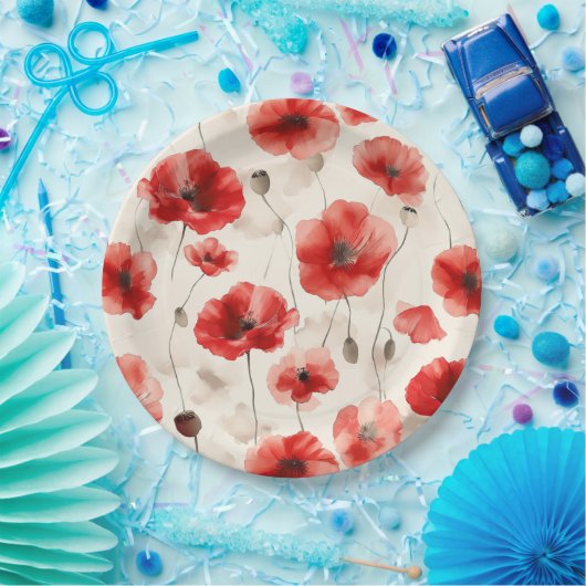 Elegant klaproos patroon servetten papieren bordje (Feest)