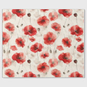 Elegant klaproos patroon waterverf cadeaupapier (Vlak)