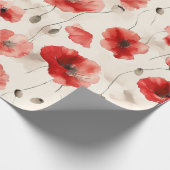 Elegant klaproos patroon waterverf cadeaupapier (Hoek)