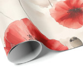 Elegant klaproos patroon waterverf cadeaupapier (Rol Hoek)