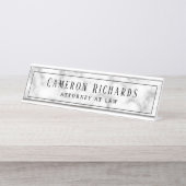 Elegant klas marmer name and title sjabloon bureau naambordje (Voorkant)