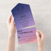 Elegant klasbest paars All-in-One Wedding Invite All In One Uitnodiging (Afscheurbaar)