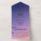 Elegant klasbest paars All-in-One Wedding Invite All In One Uitnodiging (Binnen)