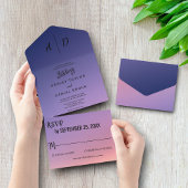 Elegant klasbest paars All-in-One Wedding Invite All In One Uitnodiging