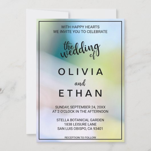 Elegant klasgroen bokeh-licht Wedding Invitati Kaart (Voorkant)