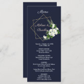 Elegant Klasse Blauw Geometrisch Trouwmenu Programmakaart (Voorkant / Achterkant)