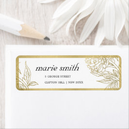 ELEGANT KLASSE GOLD FOIL FLORAL ADDRESS ETIKET