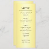 Elegant klassegeel & beige bruiloft menu (Voorkant / Achterkant)