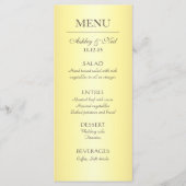 Elegant klassegeel & beige bruiloft menu (Voorkant)