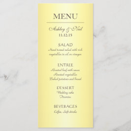 Elegant klassegeel & beige bruiloft menu