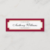 Elegant klassiek afstuderen met rode en goudnaam contactkaartje (Voorkant)