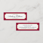 Elegant klassiek afstuderen met rode en goudnaam contactkaartje (Voorkant / Achterkant)