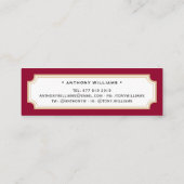 Elegant klassiek afstuderen met rode en goudnaam contactkaartje (Achterkant)