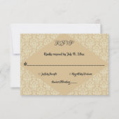 Elegant  Klassiek Beige Damask Wedding RSVP Kaartje (Voorkant)