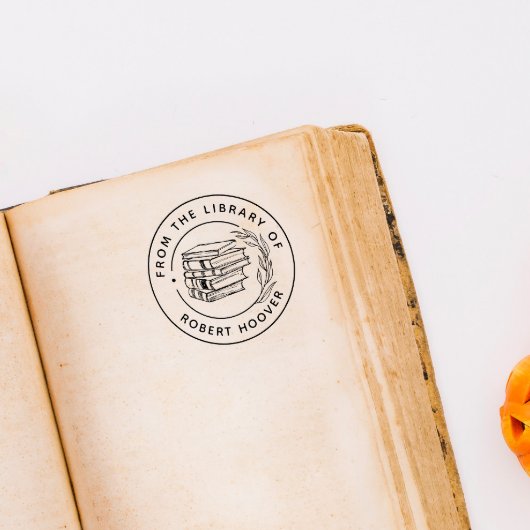 Elegant klassiek blad boek uit de bibliotheek van  zelfinktende stempel