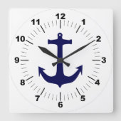 elegant klassiek Blauw anker stijlvol wit Vierkante Klok (Voorkant)