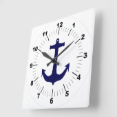 elegant klassiek Blauw anker stijlvol wit Vierkante Klok (Hoek)