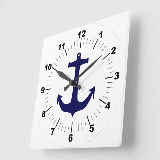 elegant klassiek Blauw anker stijlvol wit Vierkante Klok (Hoek)