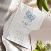 Elegant Klassiek Blauw Coquette Bow Baby shower Kaart