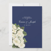 Elegant klassiek blauw crème  Floral Wedding Kaart (Achterkant)