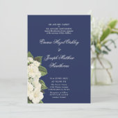 Elegant klassiek blauw crème  Floral Wedding Kaart (Staand voorkant)