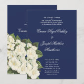 Elegant klassiek blauw crème  Floral Wedding Kaart (Voorkant / Achterkant)
