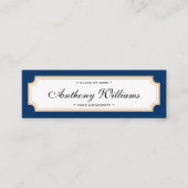 Elegant klassiek blauw en goudblauw afstuderen contactkaartje (Voorkant)