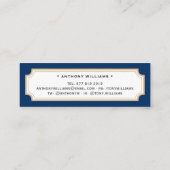 Elegant klassiek blauw en goudblauw afstuderen contactkaartje (Achterkant)